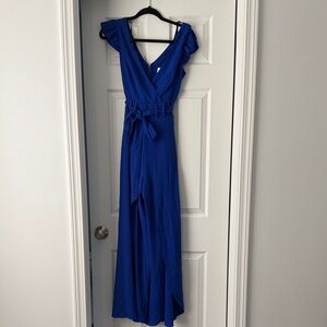 Elegant Blue Wrap Dress